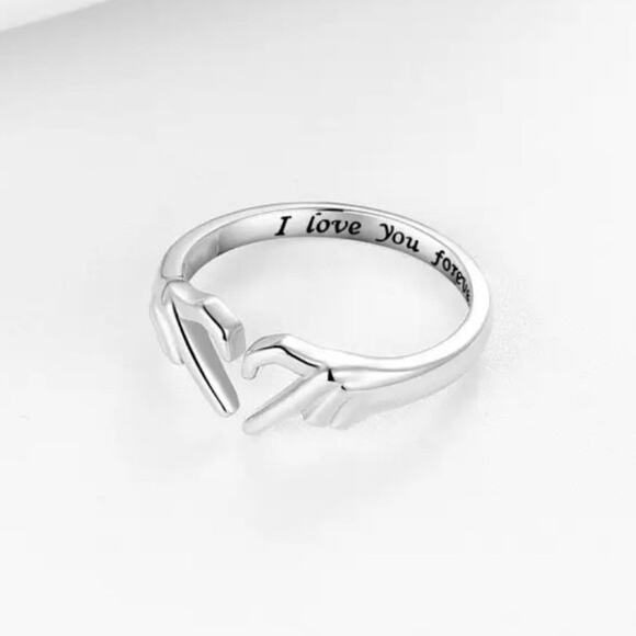 Hands Heart Silver Ring Adjustable Hands Christmas Valentine's Birthday Gift NEW - Picture 5 of 8